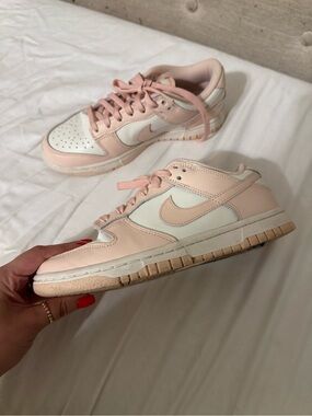 Nike Low-Top Dunks in Blush Pink and White